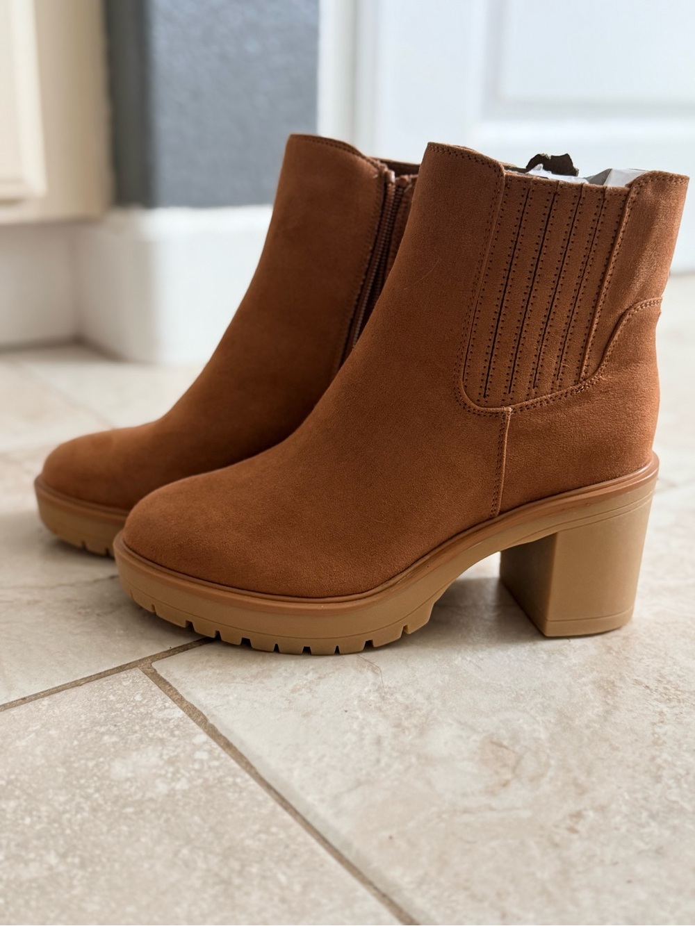 Mossimo Supply Co. Chestnut Suede Block Heel Ankle Booties